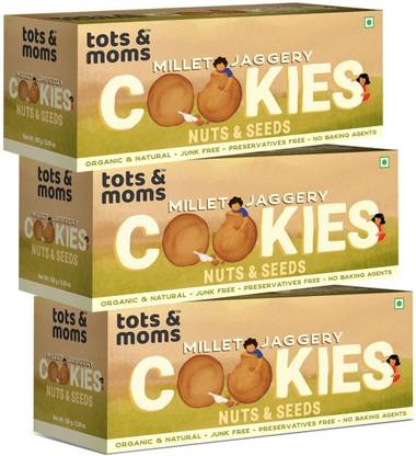 TOTS AND MOMS Healthy & Nutritional Millet & Jaggery Cookies Nuts & Seeds pack of 3 Multi Grain Biscuit