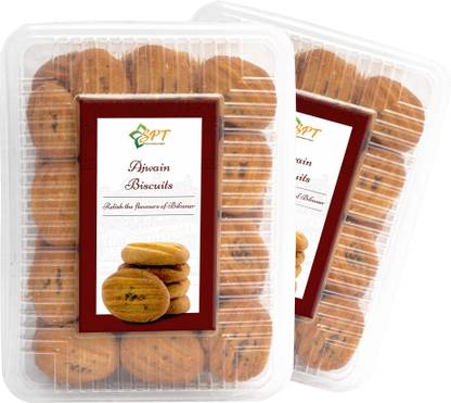 Shree Parshwa Traders Ajwain Biscuits 800Gm (400Gm Pack of 2) Sweet & Salty Biscuit