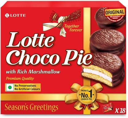 Lotte Choco Pie - Soft Biscuits coated with Premium Chocolate Cream Sandwich Biscuit