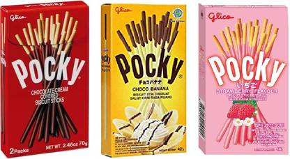 Pocky Chocolate Sticks Variety Pack, Strawbrry, Banana, Chocolate Cream Cracker Biscuit