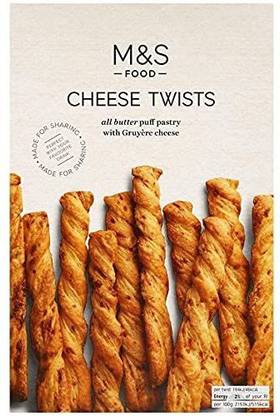 Mark & Spencer Cheese Twists All Butter Puff Pastry With Gruyere Cheese Sticks Cracker