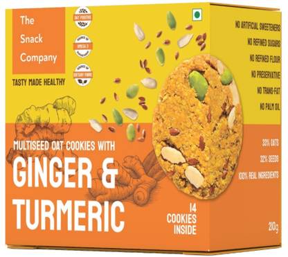 The Snack Company Healthy Multi Seed cookies with Natural Ginger & Turmeric I 33% Nuts and Seeds Cookies Biscuit