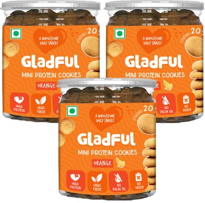 Gladful Orangey Protein mini cookies for kids and families Cookies Biscuit