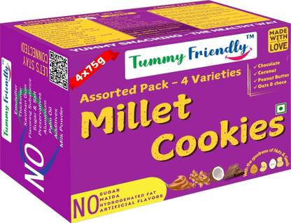 TummyFriendly Foods Ragi Millet Cookies - Assorted. Healthy Biscuits for Kids, Babies & Adults Cookies Biscuit