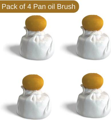 inepta Traditional Pan Oil Brush with cotton cloth Food for Dosa, Chapatti & Omelette Cotton with wood Handle Round Pastry Brush