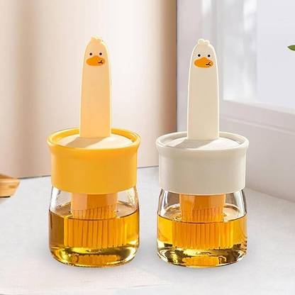 MOKIRIA Duck Oil Dispenser Bottle with Silicone Basting Brush Silicone Flat Pastry Brush
