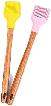 Top Trick Silicon Brushes Wooden Handle Heat Resistant Spread Oil Butter for BBQ Grill Silicon Flat Pastry Brush