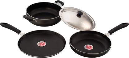 Sowbaghya Gift Set(Dosa Tawa, Kadai With Lid & Fry Pan) 2.5mm Induction Bottom Non-Stick Coated Cookware Set
