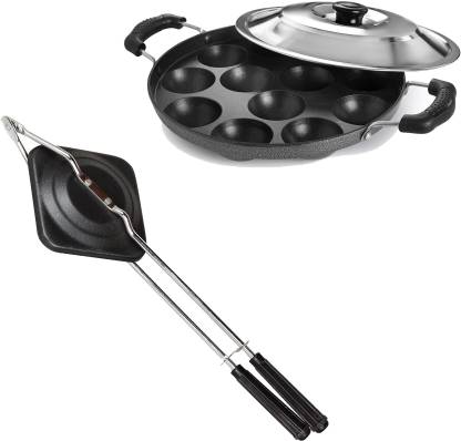 Masox Store Non-electric Sandwich Maker | 2 Side Handle Appam Patra / Appam pan with Lid S2 0 W Pop Up Toaster