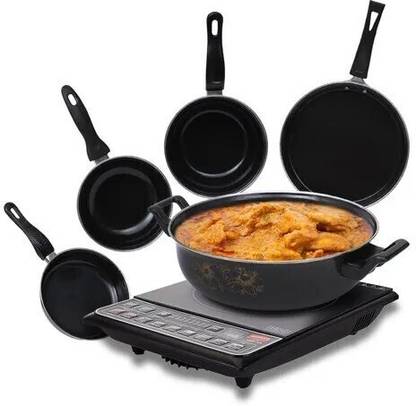 HouseOfCommon Premium Quality of 5 Pcs Induction Bottom Non-Stick Coated Cookware Set Induction Bottom Non-Stick Coated Cookware Set