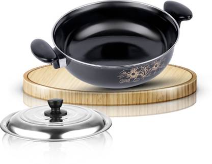 Kashvi Graceful Non Stick Kadhai With Lid Ceramic Enamel Coating Induction Bottom Non-Stick Coated Cookware Set