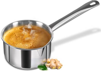 MILTON Pro Cook Stainless Steel Sandwich Bottom Sauce Pan, 14 cm / 1.2 Litres, Steel Plain Induction Bottom Cookware Set