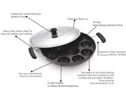 brahmani APPAM PATRA RED Non-Stick Coated Cookware Set