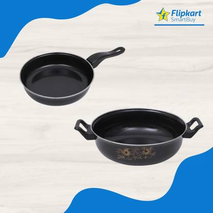 Flipkart SmartBuy Non-Stick Cookware Set of 2 Pcs - Kadhai & Fry Pan - Induction Bottom Non-Stick Coated Cookware Set