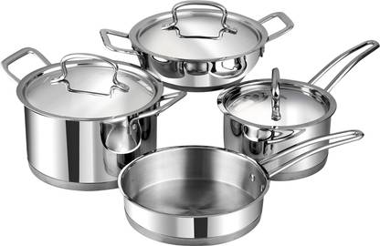 VINOD Classic Deluxe Combo,Set of 4 Pcs,Saucepan, Saucepot, Kadhai and Frypan Induction Bottom Cookware Set