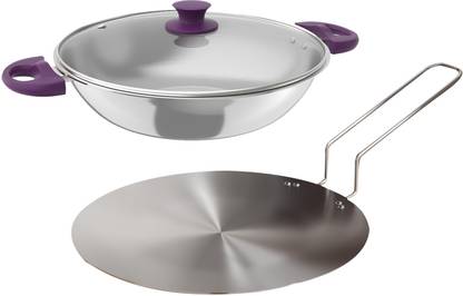 Lifelong LLTPC4 Combo Kadhai (22 CM), Roti Tawa Induction Bottom Cookware Set