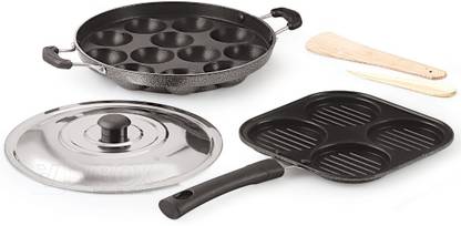 iVBOX Smart-Meal Grill Pan and Appam Maker Pan Non-Stick Coated Cookware Set