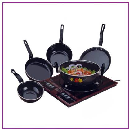 cookpro Aluminium Cookware Set of 5Pcs (Kadai, Tawa, Fry Pan, Sauce Pan, Tadka) Induction Bottom Cookware Set