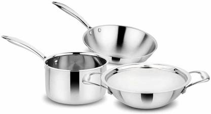 SHAANTI SHANTI_STAINLESS_STEEL_3PCS Induction Bottom Cookware Set