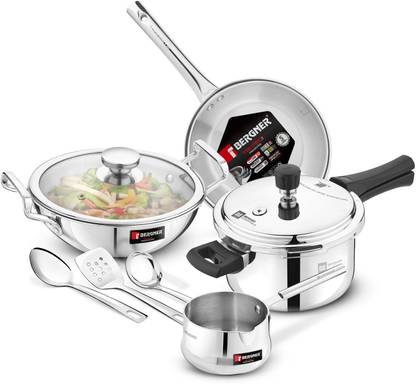 BERGNER Bergner BE Essentials Tripro 8 Pcs Gifting Set | Induction Bottom Cookware Set