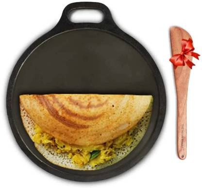 The Indus Valley Super Smooth Cast Iron Tawa for Dosa/Chapathi + Free Spatula | 30.5cm/12 inch Induction Bottom Cookware Set