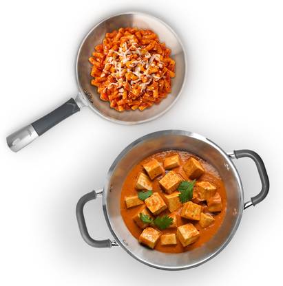 Allo TriPly Stainless Steel 2pcs Set of 2.7 Ltrs Kadhai with Lid & 1.5 Ltrs Frypan Induction Bottom Cookware Set