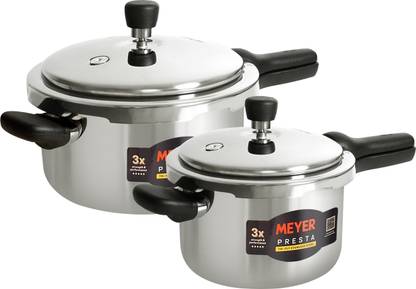 Meyer Presta Tri-ply Stainless Steel Pressure Cooker Combo 3L & 5.5L Induction Bottom Cookware Set