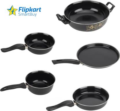Flipkart SmartBuy Induction Cookware Set Non Stick Pan Combo of 5 Pcs - Induction Bottom Non-Stick Coated Cookware Set