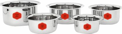 COOKCRAFT Stainless Steel Tope Set (5 Pieces, 450 ml, 650 ml, 900 ml, 1100 ml and 1550 ml) Cookware Set