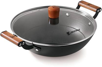 BERGNER Odin Cast Iron Kadai/Kadhai with Glass Lid, Induction Bottom Induction Bottom Cookware Set