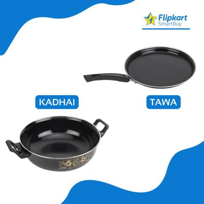 Flipkart SmartBuy My Store Non-Stick Cookware Set of 2 Pcs - Kadhai & Tawa - 01 Induction Bottom Non-Stick Coated Cookware Set