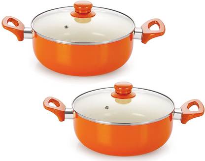 NIRLON Aluminium Casserole Set with Stylish Bakelite Handle Induction Bottom Non-Stick Coated Cookware Set
