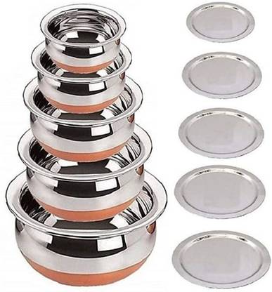 MapleTex Copper Base Handi with Lid / Urli Set Cookware Set Cookware Set