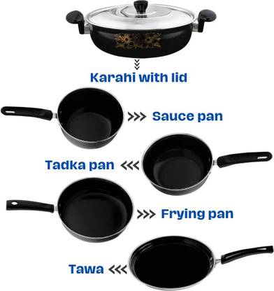 cookpro Cookpro Deluxe Non-stick(Natural Iron) Best Kitchen Cookware Set Of 6 Induction Bottom Non-Stick Coated Cookware Set