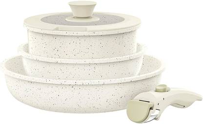 CaROTE Detachable , Granite Pan Combo Induction Bottom Non-Stick Coated Cookware Set