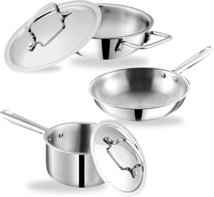 Kraft Futuretec Triply 3 Pcs Combo of Kadai, Frypan, Saucepan Induction Bottom Cookware Set