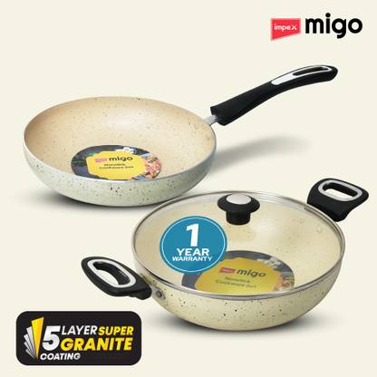 IMPEX FK Set Beige(B) Nonstick Set, Festival Gift Set Induction Bottom Non-Stick Coated Cookware Set