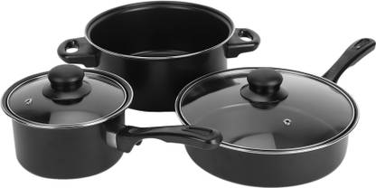 anko 3Pce N/S Cookset Induction Bottom Non-Stick Coated Cookware Set
