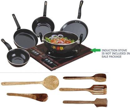 SIWAAN Set of 10 Pcs | Induction Bottom Non-Stick Coated Cookware Set
