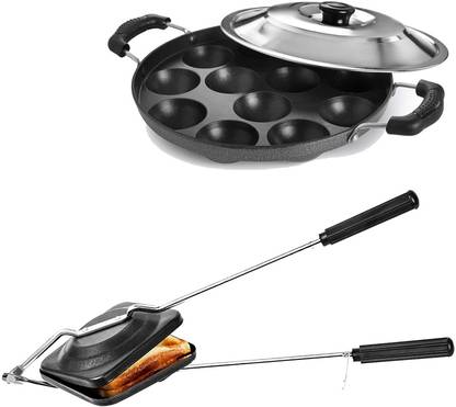 Masox Store Non-Stick Coated Combo Sandwich Toaster, 12 Cavity Appam Patra with Steel Lid S2 0 W Pop Up Toaster