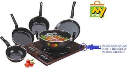 Kashvi SmartBuy - Induction & Gas Compatible Induction Bottom Non-Stick Coated Cookware Set