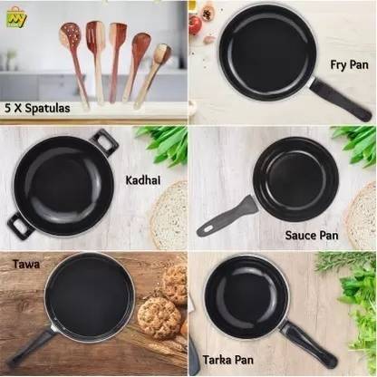 SILVOSWAN Pro-Kitchen Cookware Combo - 10 Pcs of Induction Bottom Non-Stick Coated Cookware Set