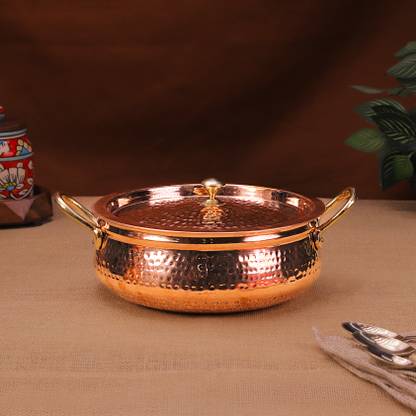 ARTARIUM Pure Copper Biryani Handi 2.8 Liter For Cooking Induction Bottom Non-Stick Coated Cookware Set