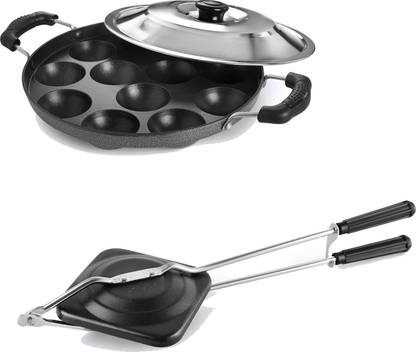 NARV Non-Stick Appam Patra with Stainless Steel Lid, Sandwich Toaster with Spatter K0 0 W Pop Up Toaster