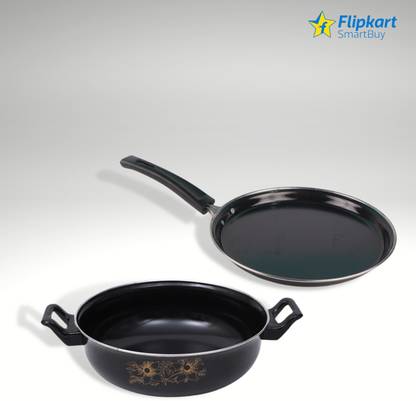 Flipkart SmartBuy Ultra Kitchen Cookware Sets - Tawa & Kadhai [Combo Pack] | Induction Bottom Non-Stick Coated Cookware Set