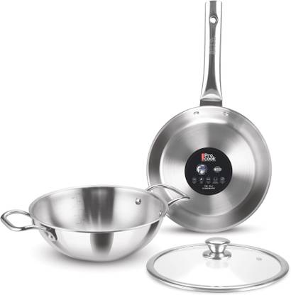 MILTON Pro cook Triply Stainless Steel 3 Pcs Induction Cookware Set 24cm Induction Bottom Cookware Set