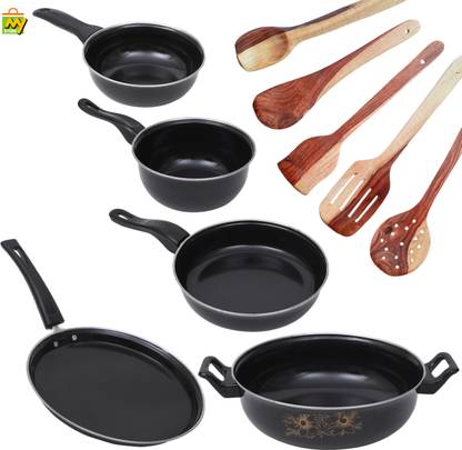 MY STORE Premium Quality of 10 Pcs Induction Bottom Non-Stick Coated Cookware Set
