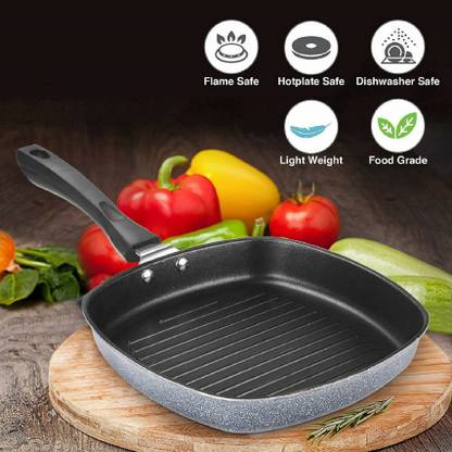 RBGIIT Gril Pan Maker Tikkas/Kebabs/Sandwiches/Stovetop Babeque Soft Touch Handle B5 Non-Stick Coated Cookware Set