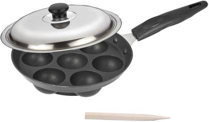 GaxQuly Aebleskiver Pan for Stuffed Pancake Takoyaki Maker/Appam Maker Pan with Lid Induction Bottom Non-Stick Coated Cookware Set