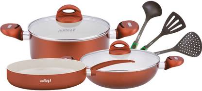 Nolta Ceramic Cookware 8pc gift set Induction Bottom Non-Stick Coated Cookware Set